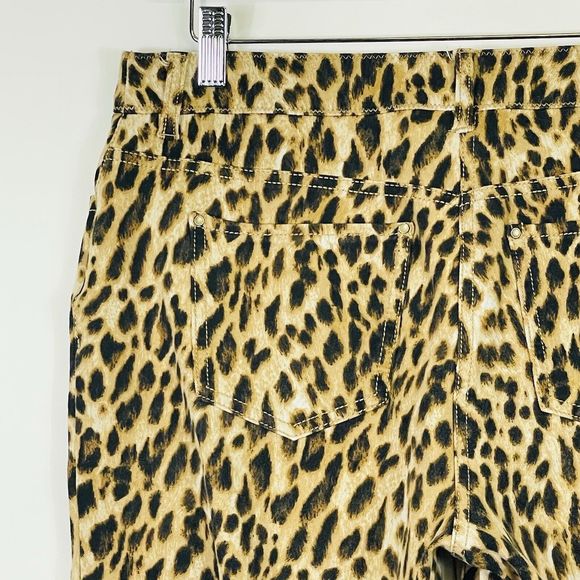 Chico's So Slimming Leopard Print Twill Stretch Elastic Pants‎ Womens 1 Medium 8 - Picture 5 of 6
